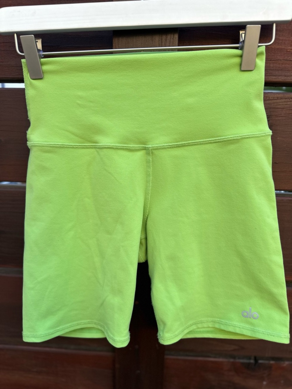 ALO Yoga High-Rise Neon Lime Bike Shorts